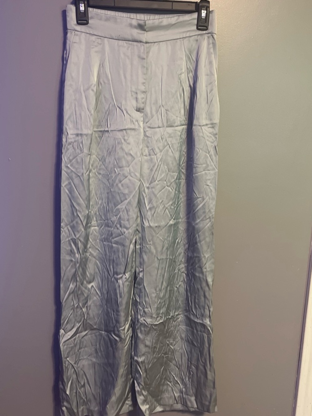 Light Gray/Blue Satin Widelegged Pants - Unbranded